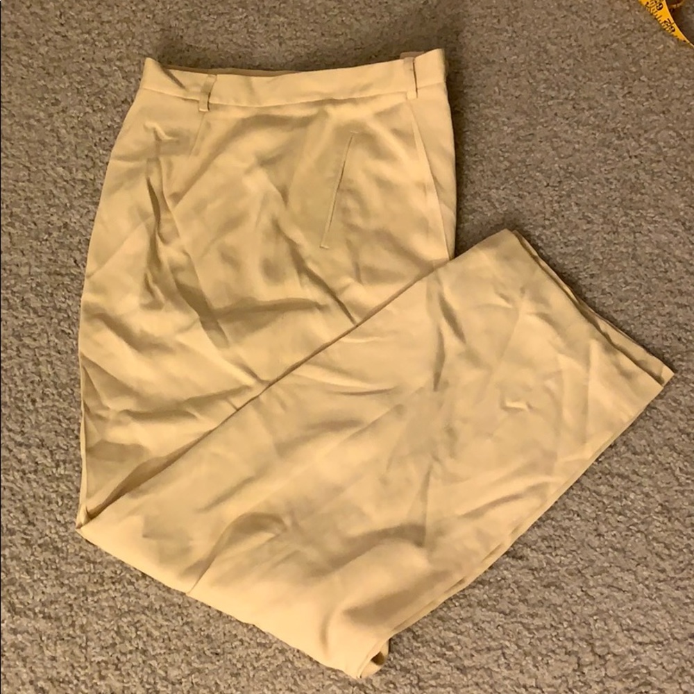 LOFT | Silk light yellow pants 14p